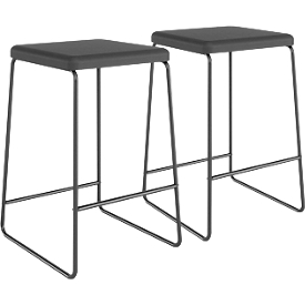 meet_by_Paperflow Tabouret de bar Medso, similicuir/métal, hauteur d'assise 75 cm, noir, lot de 2
