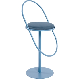 meet by Paperflow Tabouret de bar Saturne, avec dossier, hauteur d'assise 765 mm, rembourré, 100 % recyclable, revêtement en similicuir bleu, piétement bleu