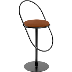 meet by Paperflow Tabouret de bar Saturne, avec dossier, hauteur d'assise 765 mm, rembourré, 100 % recyclable, revêtement en similicuir couleur rouille, piétement noir