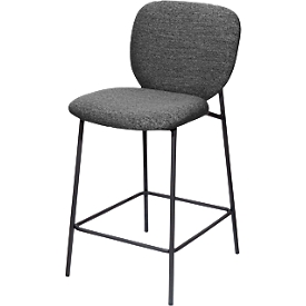 meet by Paperflow Tabouret de bar TWIST, dossier, rembourré, L 480 x P 550 x H 760 mm, tissu et acier, 2 2 pièces, anthracite/noir, 2 pièces