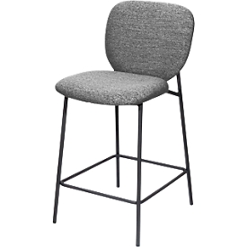 meet by Paperflow TWIST bar stool, backrest, upholstered, W 480 x D 550 x H 760 mm, fabric and steel, gray/black, 2 pieces