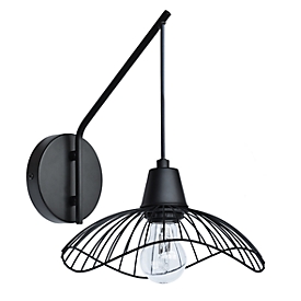 meet by paperflow Vagala Wandleuchte Schwarz, Metall, 240 × 350 × 240 mm, Netzbetrieb