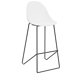 meet by Paperflow Void bar stool, tubular steel base frame, W 505 x D 590 x H 760 mm, white/black, 2 pieces