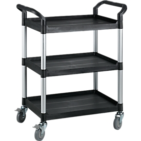 Mehrzweck-Tischwagen, Außenmaße: L 850 x B 480 x H 1000 mm, 3 Etagen, 3 Etagen, schwarz