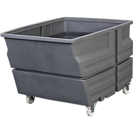 Mehrzweckbehälter, Polyethylen, grau, 800 l, B 1030 x T 1340 x H 900 mm, mit Rollen