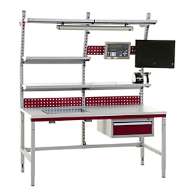 Mesa de embalaje completa Rocholz Compact System Flex, 1600 mm, regulable en altura