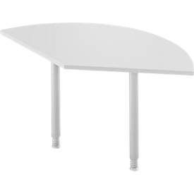 Mesa de extensión, 135°, W 800 x D 800 mm, aluminio gris claro/blanco