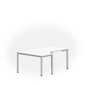 Mesa de forma libre NEVADA, An 1800 x P 1200/800 x Al 740 mm, redondo, blanco/aluminio plateado 