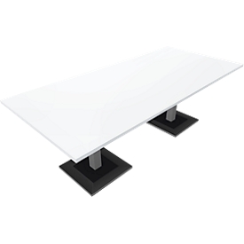 Mesa de reuniones QUANDOS BOX, rectangular, rectangular, An 2200 x P 1000 x Al 720 - 820 mm, blanco 