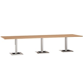 Mesa de reuniones Quandos de 3 segmentos, ancho 3500 x fondo 1000 mm, madera de cerezo Romana