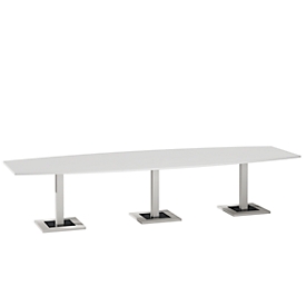 Mesa de reuniones Quandos, forma de barca, 3 partes, An 3500 x P 1200 mm, blanco
