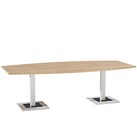 Mesa de reuniones Quandos, forma de barca, An 2400 x P 1200 mm, roble Masonic