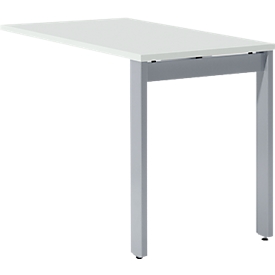 Mesa extensible Schäfer Shop Select LOGIN, 4 patas, An 1000 x F 600 x Al 740 mm, aluminio gris claro/blanco