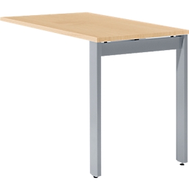 Mesa extensible Schäfer Shop Select LOGIN, 4 patas, An 1000 x F 600 x Al 740 mm, arce/aluminio blanco