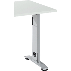 Mesa extensible Schäfer Shop Select LOGIN, pie en C, An 1000 x F 600 x Al 660-820 mm, aluminio gris claro/blanco