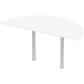Mesa extensible, semicírculo, Ø 1600 mm, aluminio blanco/blanco