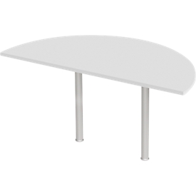 Mesa extensible, semicírculo, Ø 1600 mm, gris claro