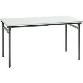 Mesa plegable, robusto bastidor de 4 patas con herraje especial plegable, An 1200 x F 800 x Al 725 mm, gris claro/negro