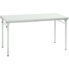 Mesa plegable, robusto bastidor de 4 patas con herraje especial plegable, An 1200 x Pr 800 x Al 725 mm, gris claro/gris claro