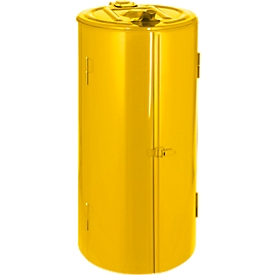 Metalen afvalzakhouder, 120 l, Ø 500 x H 1000 mm, geel