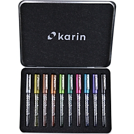 Metallic Marker Set Karin Deco Brush, 10 Marker mit diversen Schreibfarben, lichtbeständig, permanent