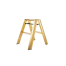 Metaphys Lucano Premium Gold stepladder, 2 steps, up to 100 kg, foldable, W 155 x H 620 mm, aluminum, gold