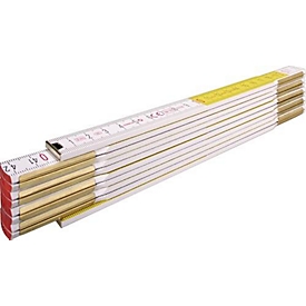 Mètre pliant 617, L 2 m, l 1,70 cm, mm/cm, EG III, bois de hêtre, blanc-jaune