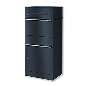 Metzler Bispo pakketbox, voor pakketten tot maat M, met brievenbus, afsluitbaar, B 503 x D 374 x H 1129 mm, staal, antracietgrijs RAL 7016