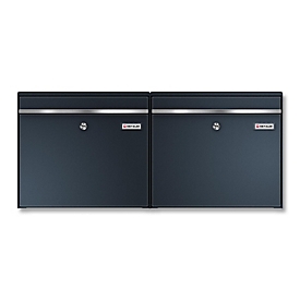Metzler Briefkasten BK212-RE, horizontale 2er-Ausführung, austauschbare Namensschilder, abschließbar, B 780 x T 116 x H 343 mm, Stahl, anthrazitgrau RAL 7016