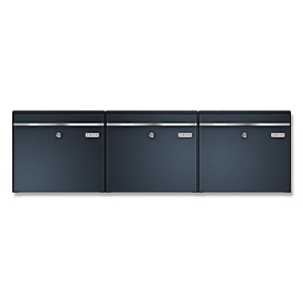 Metzler brievenbus BK212-RE, horizontaal 3-voudig, verwisselbare typeplaatjes, afsluitbaar, B 1170 x D 116 x H 343 mm, staal, antracietgrijs RAL 7016
