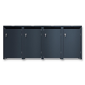 Metzler Mülltonnenbox, 4er-Boxensystem, für Mülltonnen bis 240 l, Türen/Deckel, abschließbar, B 2650 x T 800 x H 1163 mm, Stahl, anthrazitgrau RAL 7016