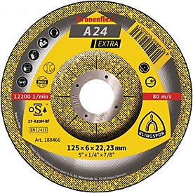 Meule à ébarber A 24 Extra D115xS6mm courbé STA perçage 22,23mm KLINGSPOR
