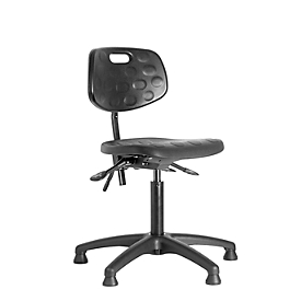 MeyChair Arbeitsdrehstuhl PW1, mit Gleitern, Sitzhöhe 500-640 mm, bis 120 kg, PU-Schaum, schwarz