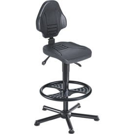 MeyChair Arbeitsdrehstuhl Workster Pro W13, mit Gleiter und Fußring, Sitzhöhe 590-840 mm, bis 250 kg, PU-Schaum, schwarz
