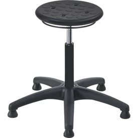 MeyChair Arbeitshocker A1S, mit Gleitern, Sitzhöhe 400-530 mm, bis 120 kg, PU-Schaum, schwarz