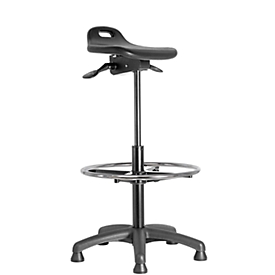 MeyChair Stehhilfe AF0, mit Gleiter und Fußring, Sitzhöhe 610-880 mm, bis 120 kg, PU-Schaum, schwarz