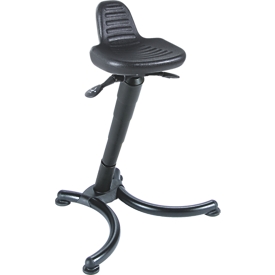 MeyChair Stehhilfe AF5, 4-Fuß-Gestell, Sitzhöhe 630-840 mm, bis 120 kg, PU-Schaum, schwarz