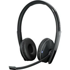 Micro casque Bluetooth EPOS | Sennheiser ADAPT 260, binaural, UC-optimisé, certifié pour Microsoft Teams®, jusqu'à 25 m, jusqu'à 27 h, avec dongle USB, noir