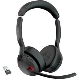 Micro-casque Jabra Evolve2 55 link380a stéréo, portée jusqu'à 30 m, jusqu'à 10 h, optimisé pour les équipes MS, noir
