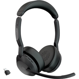 Micro-casque Jabra Evolve2 55 link380c stéréo, portée jusqu'à 30 m, jusqu'à 10 h, optimisé UC, noir