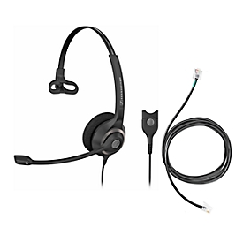 Micro-casque SC 230 Sennheiser, relié par câble/monaural, avec adaptateur pour téléphone CEHS-DHSG, arceau de tête ajustable