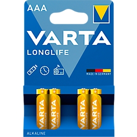 Microbatterij AAA VARTA Longlife, 1,5 V, 4 stuks