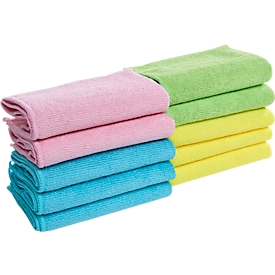 Microfiber multifunctional cloths, with hanger, 30 x 30 cm, 10 pieces, assorted colors
