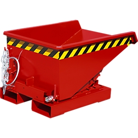 Mini-Spänebehälter Typ EXPO-E 150, Seilzug-Kippvorgang, Inhalt 0,15 m³, bis 750 kg, feuerrot RAL 3000