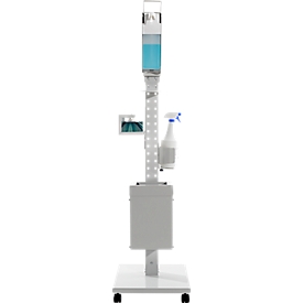 Mobiel hygiënestation Manuflex Proficlean Pro, modulair, B 400 x D 400 x H 1300 mm, staal, lichtgrijs RAL 7035