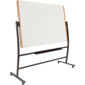 Mobiel whiteboard Rocada Natural, roterend, magnetisch, opslagbakje, staal op hout, B 1500 x H 1000 mm