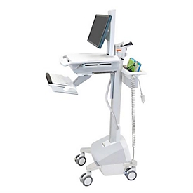 Mobiele business trolley ergotron® StyleView SV42, tot 14,1 kg, voor beeldschermen tot 24″, werkoppervlak B 568 x D 502 mm, vergrendelbare wielen, in hoogte verstelbaar