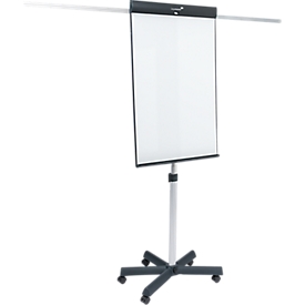 Mobiele flip-over Legamaster Sketch Pro, magnetisch bord, in hoogte verstelbaar, 2 zijarmen, stervoet, incl. startset, B 680 x H 1050 mm, zwart en wit