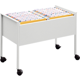 Mobiele kantoormappenwagentje Mappenboy DURABLE, dubbele rij, lichtgrijs, zonder mappen