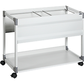 Mobiele kantoormappenwagentje System 100 Multi DURABLE, dubbel rij, grijs, zonder hangmappen